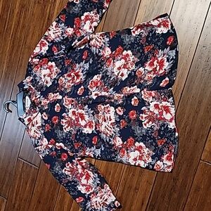 Floral lightweight blouse, 3/4 sleeves, size L